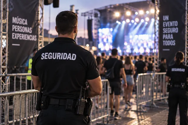 Vigilante de seguridad en un evento con público